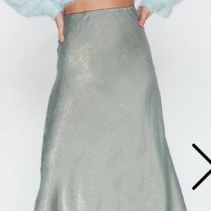 Satin Midi Skirt - Mint